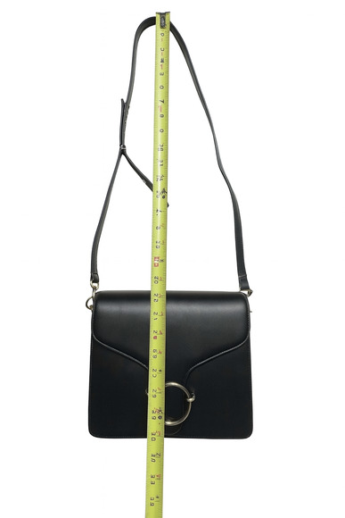 Hieleven Black Genuine Leather Crossbody Bag – Medium Size, Gold Hardware - Picture 9 of 12